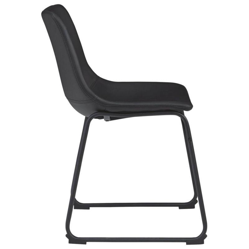 Set of 2 Centiar Dining Upholstered Side Chairs Black - Signature Design by Ashley: Faux Leather, Metal Base