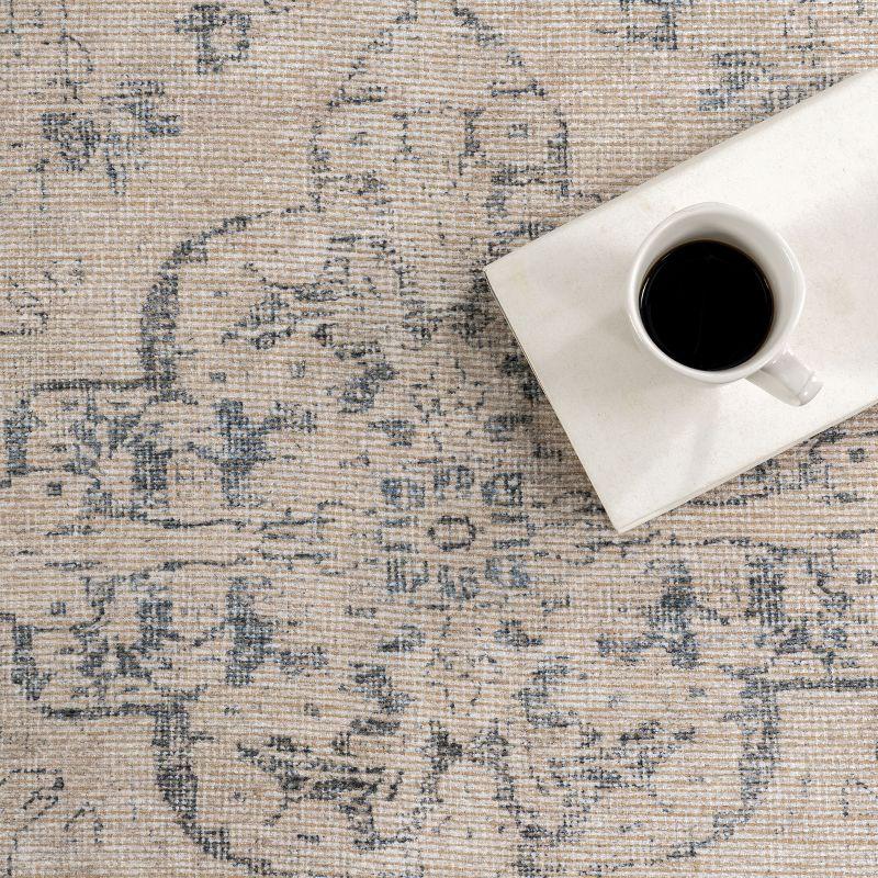 Nuloom Hillstone Collection Brinly Traditional Vintage Medallion Area Rug, 9' x 12', Light beige