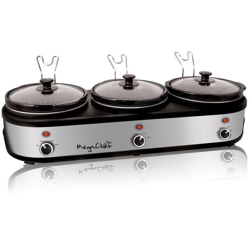Mega Chef Mega Chef 2.5 Qt. Triple Slow Cooker and Buffet Server