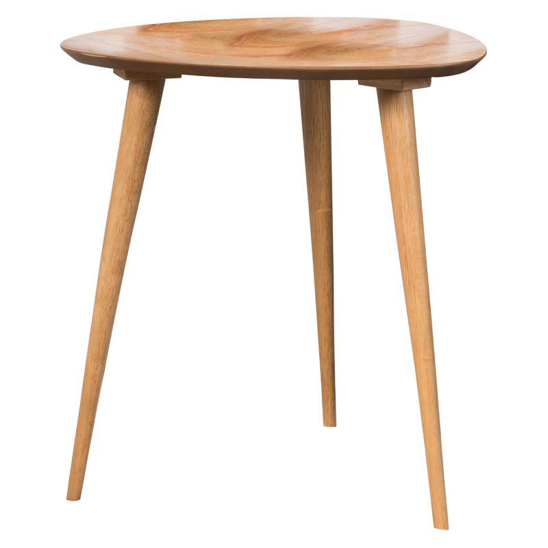Naja End Table - Wood - Natural - Christopher Knight Home: Mid-Century Modern, Rubberwood, Guitar Pick Shape