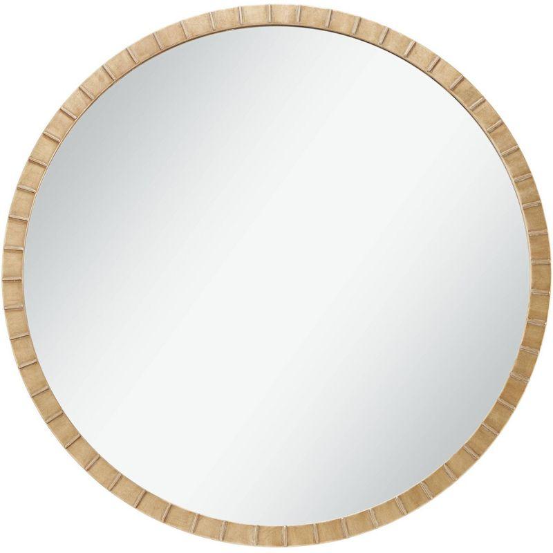 Uttermost Gracia Round Vanity Decorative Wall Mirror Modern Warm Gold Leaf Tiled Iron Frame 34" Wide for Bathroom Bedroom Living Room Home Office