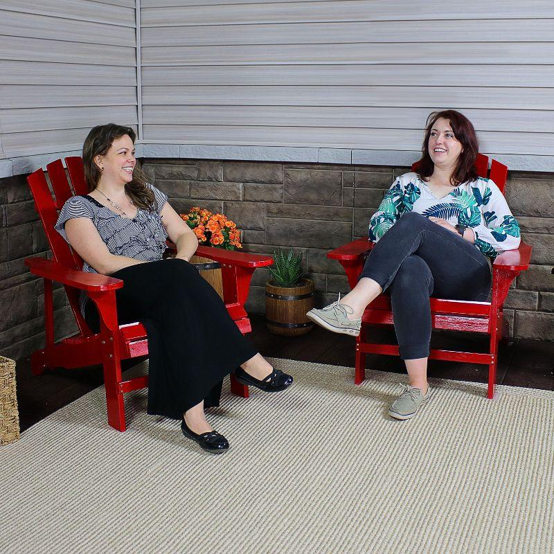 Sunnydaze Outdoor Coastal Bliss Painted Fir Wooden Lounge Backyard Patio Adirondack Chair - Red - 2pk