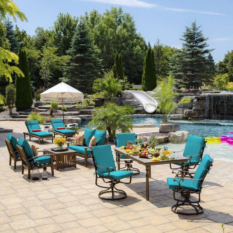 Arden 44"x20" Outdoor High Back Dining Chair Cushion Lake Blue Leala Texture: Water-Resistant, UV Protection