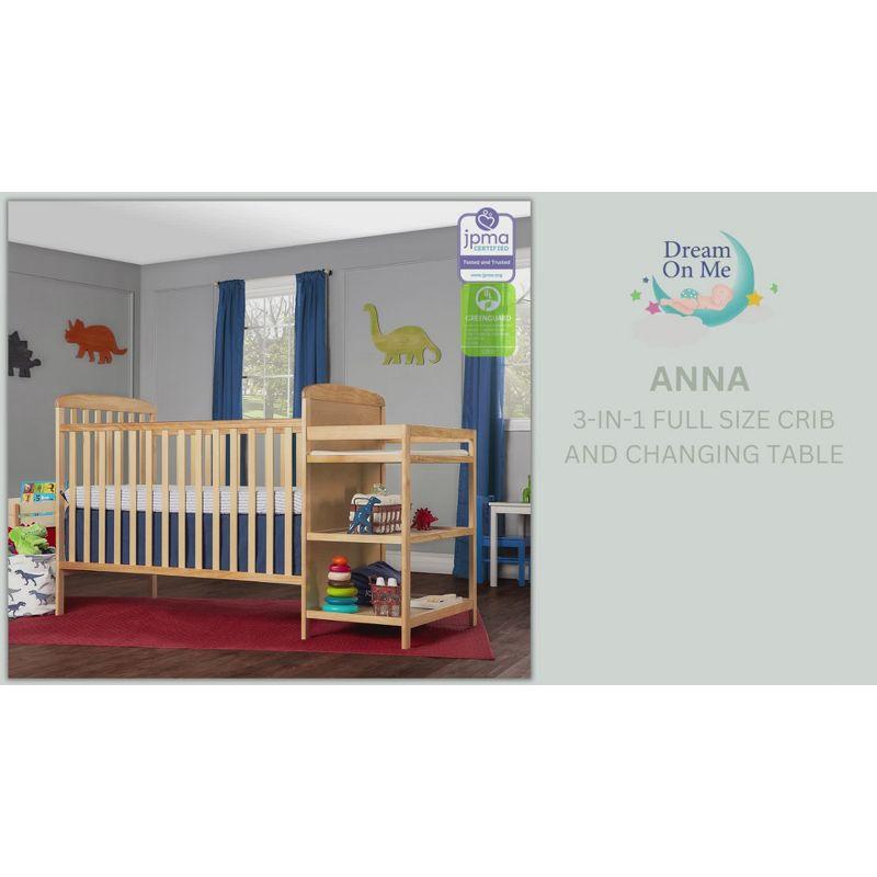 Dream On Me Anna 4 in 1 Full-Size Crib and Changing Table Combo in White