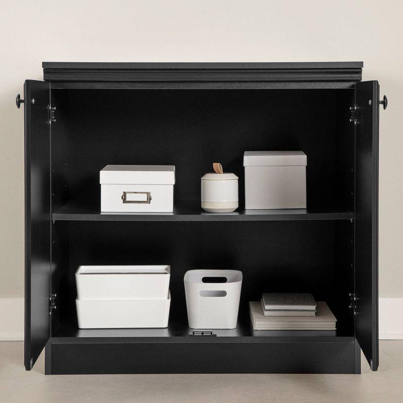 2 Door Morgan Storage Cabinet Pure Black - South Shore: Adjustable Shelf, Laminated Particle Board