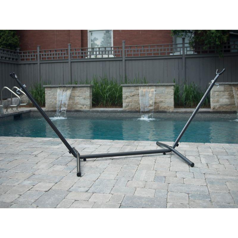 The Hamptons Collection 110” Black Squared Steel Hammock Stand With Hardware