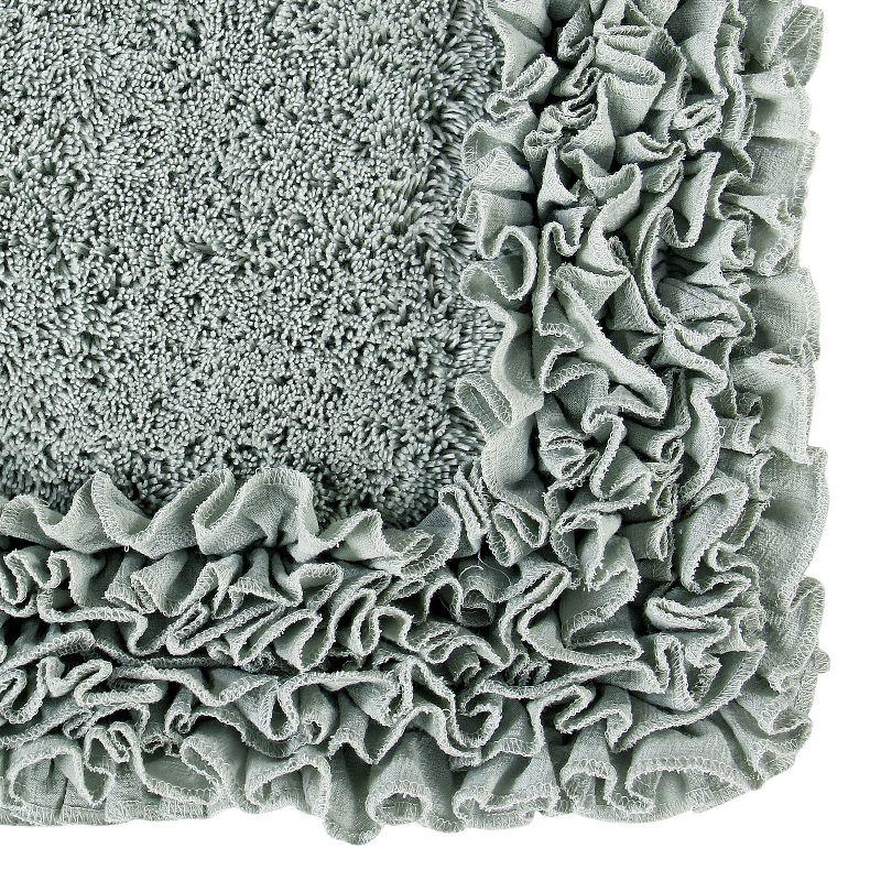 Better Trends Shaggy Boader 100% Cotton Tufted Non- Slip Backing Bath Rug 20" x 20" Contour - Sage