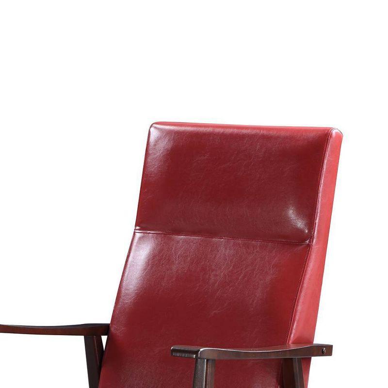 38" Raina Active Sitting Chair Red/Espresso Finish - Acme Furniture: Faux Leather, Rocker Rails, Comfort Cushion