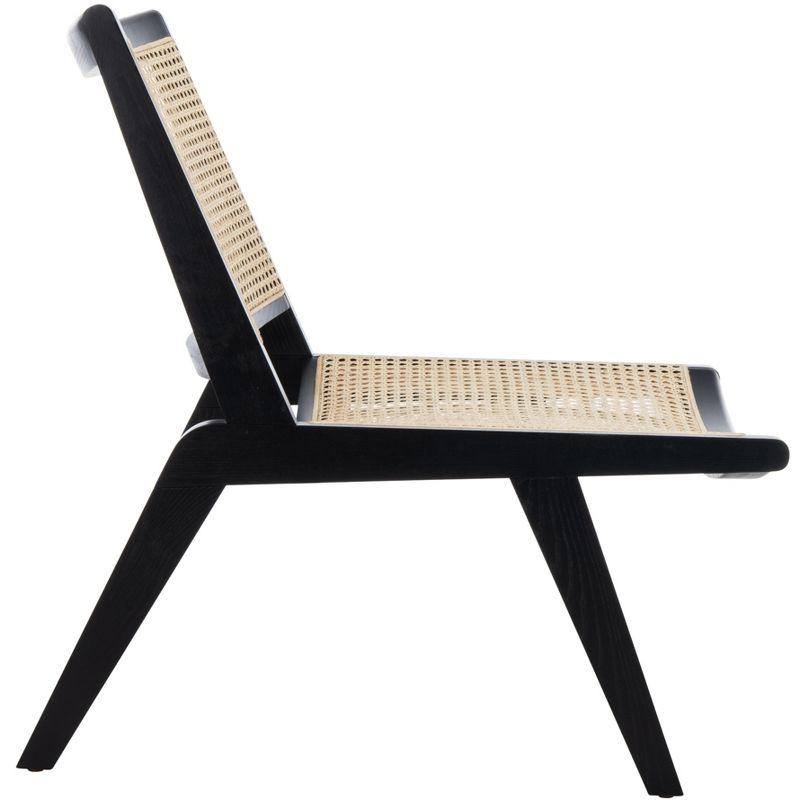 Transitional Auckland 26" Black and Natural Rattan Armless Side Chair