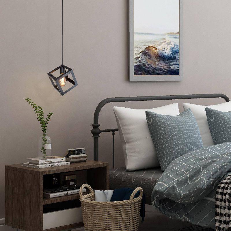LNC Pict 1-Lights 6.4" Farmhouse Geometric Mini Pendant  Lights, Matte Black