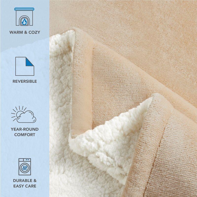 Host & Home Plush to Faux Shearling Blanket (Throw) 50x60 Tan