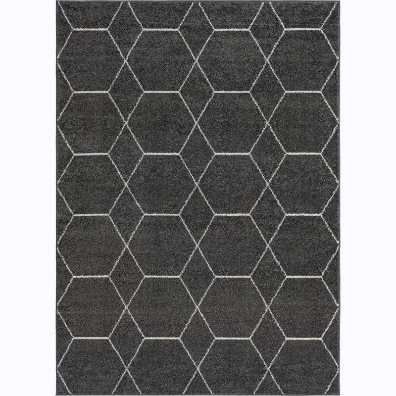 Unique Loom 9' 0 x 12' 0 Trellis Frieze Geometric Dark Gray Area Rug