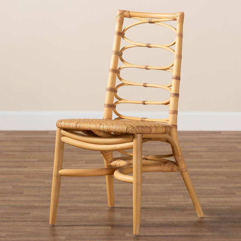 bali & pari Lisbon Natural Rattan Dining Chair Natural Brown: Armless, Spot Clean, No Assembly Required