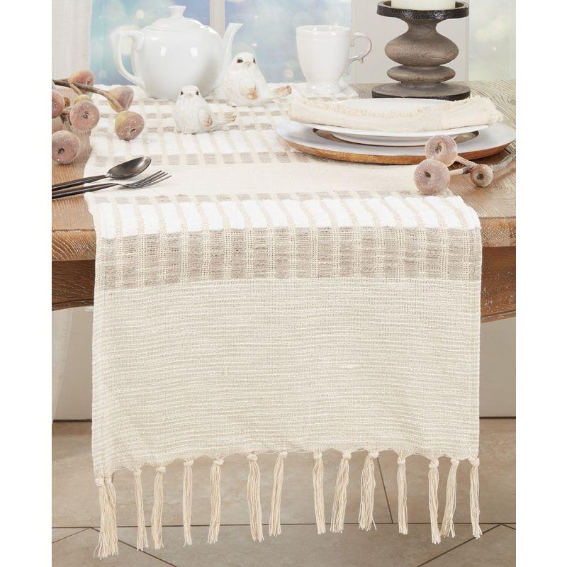 Saro Lifestyle Classic Charm Stripe Table Runner, 16"x72", Beige