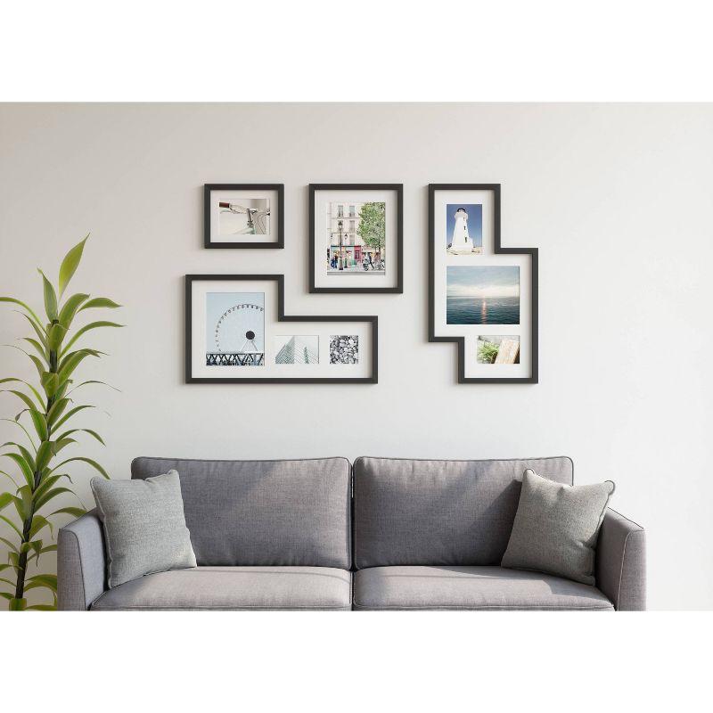 Mingle Gallery Picture Frames Set Black - Umbra: Modern Wall Collage, Multi-Size Photo Display, Sawtooth Mount