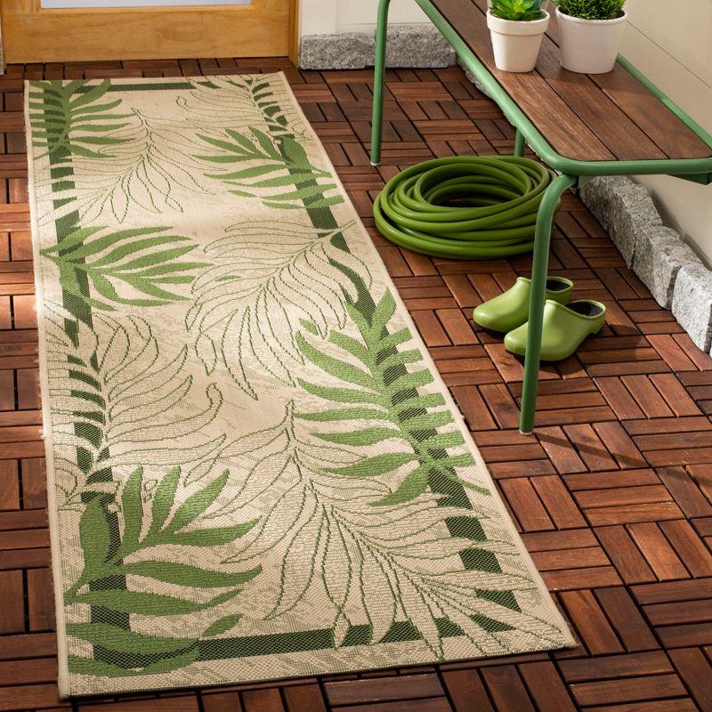 Courtyard Beige and Green Synthetic Outdoor Runner Rug