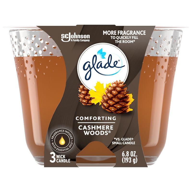 Glade 3 Wick Scented Candles - Cashmere Woods - 6.8oz
