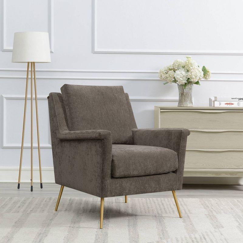 Lincoln Accent Chair Cocha Mocha - Picket House Furnishings: Gold Legs, Mid-Century, Foam Filled Comfort