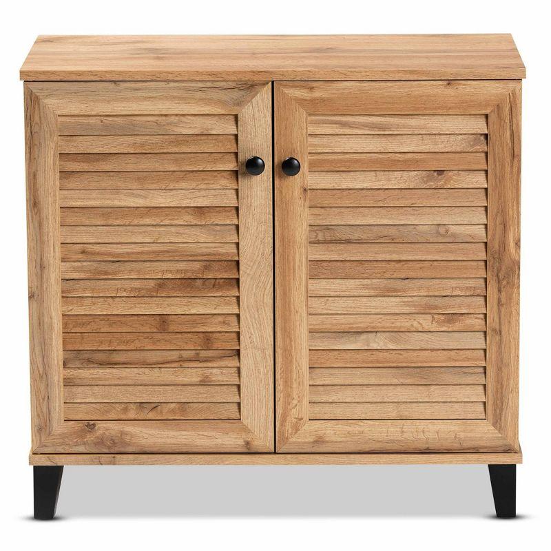 Coolidge Wood 2 Door Storage Cabinet Oak Brown - Baxton Studio: Nautical Style, 4 Fixed Shelves, Wood Frame