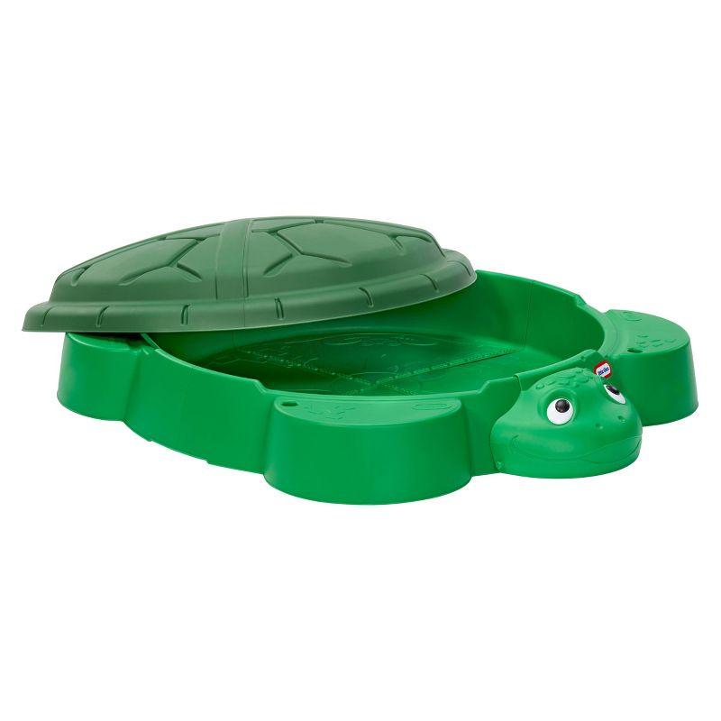 Green Plastic Turtle Sandbox with Lid and Seats