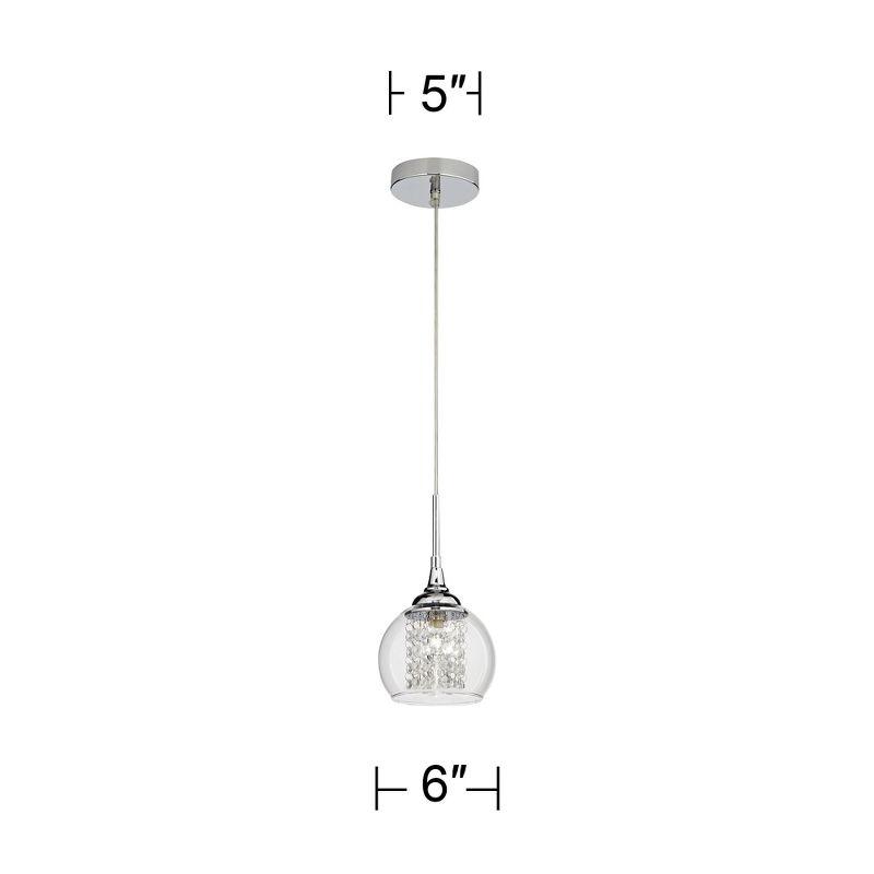 Possini Euro Design Chrome Mini Pendant 6" Wide Modern Faceted Crystal Strands Clear Glass Shade Fixture for Dining Room Living Foyer Kitchen Island