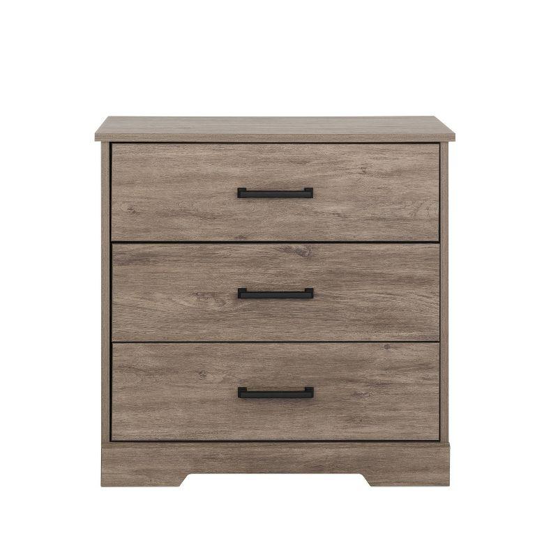 Rustic Gray Oak 3-Drawer Farmhouse Nightstand