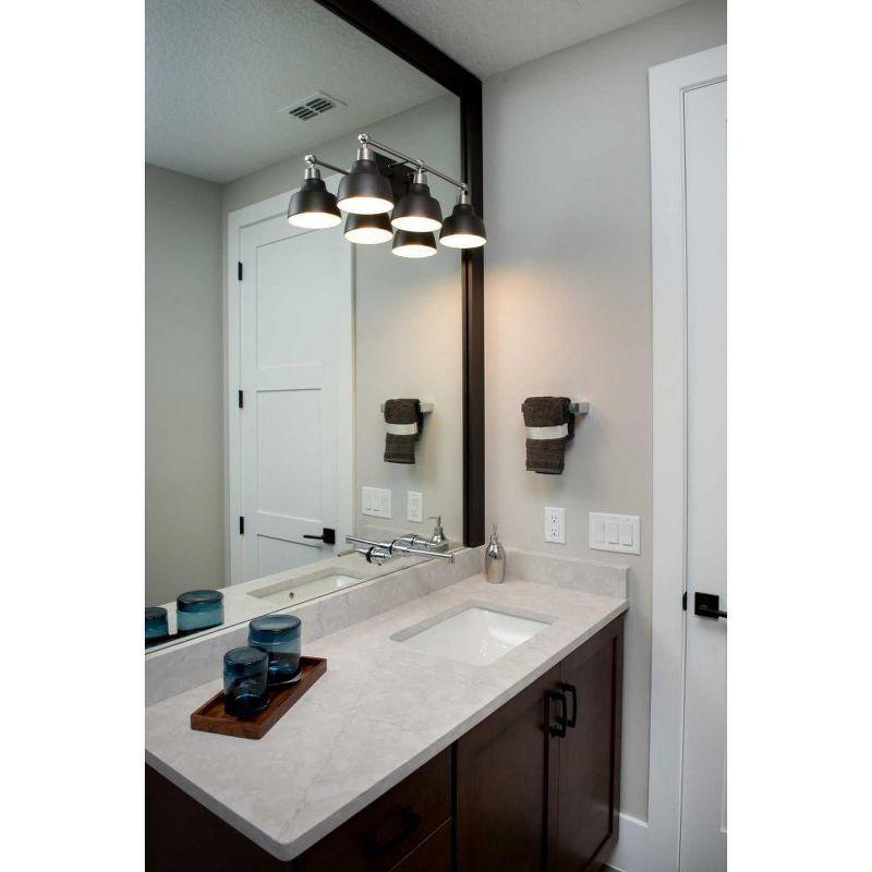 Progress Lighting Bramlett 3-Light Bath & Vanity, Brushed Nickel, Metal Reflector Shades