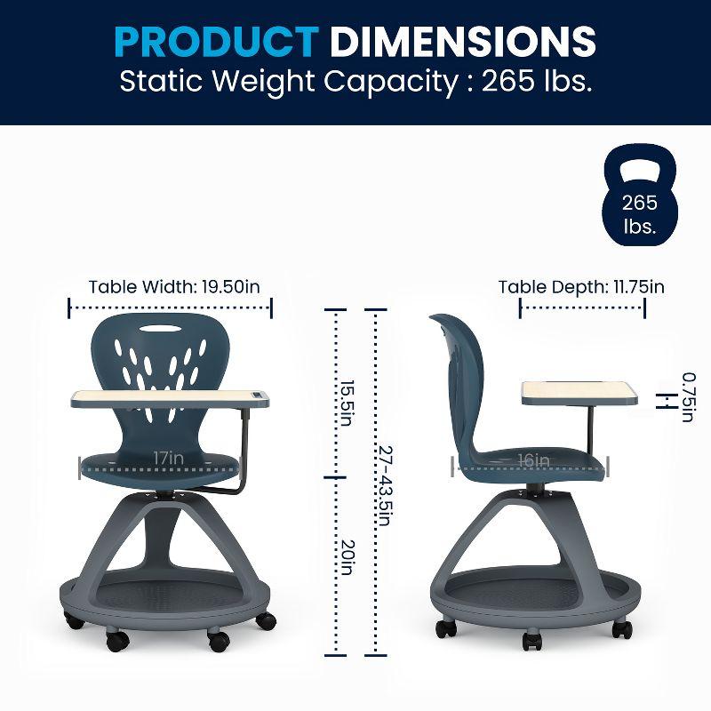 Flash Furniture Mobile Desk Chair with 360° Tablet Rotation and Storage Cubby