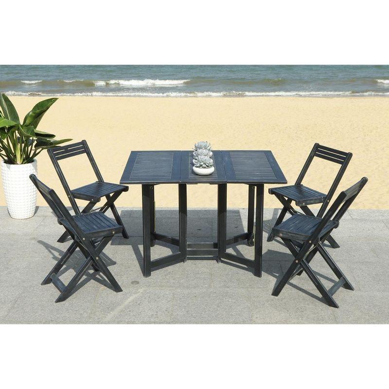 Arvin  5 Piece Patio Outdoor Foldable Dining Set - Black - Safavieh.