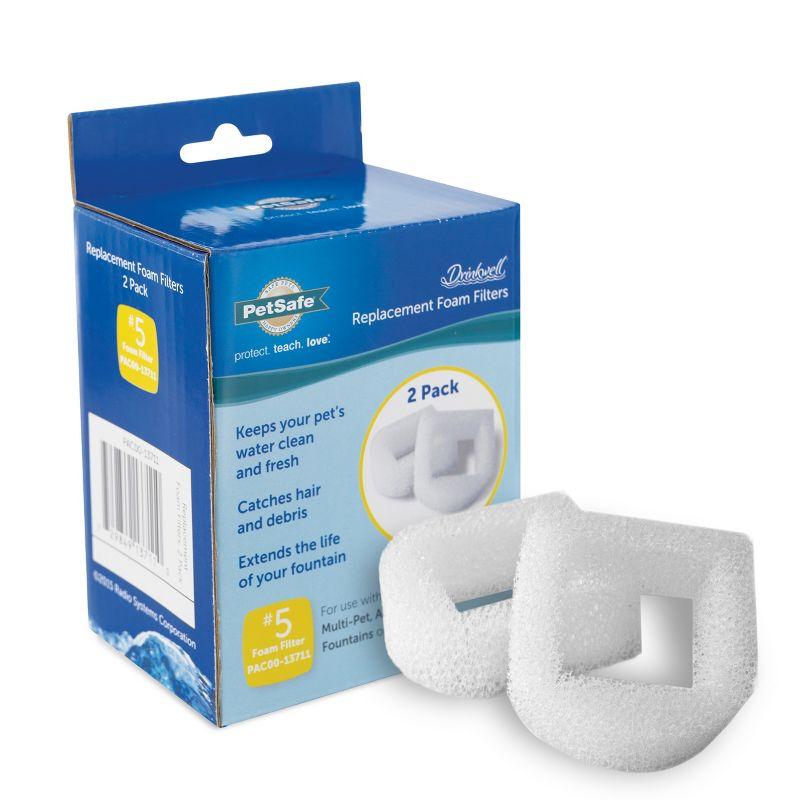 PetSafe White Foam Replacement Filters for Pet Fountains, 2-Pack