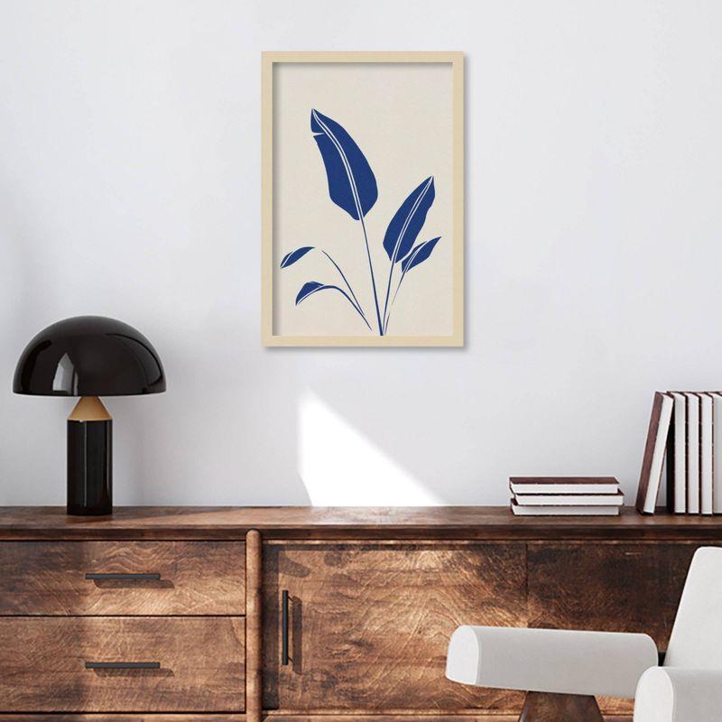 17" x 25" Leaves in Blue by Simon West Wood Framed Wall Art Print - Amanti Art: Modern Botanical Lithograph, Hardwood Frame