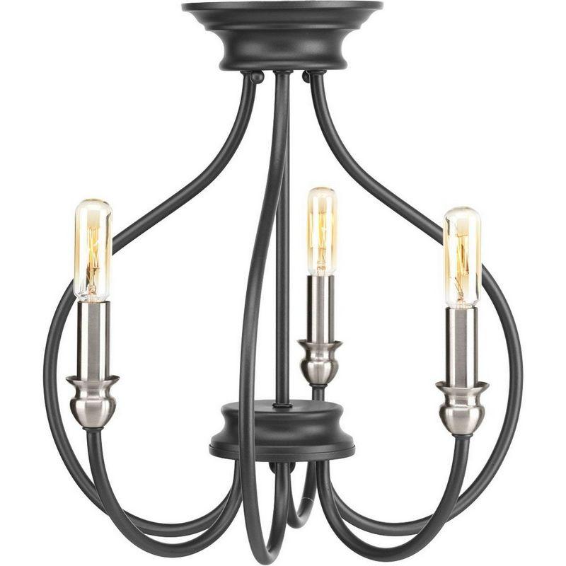 Progress Lighting, Whisp Collection, 3-Light Semi-Flush, Graphite, Convertible, No Shade