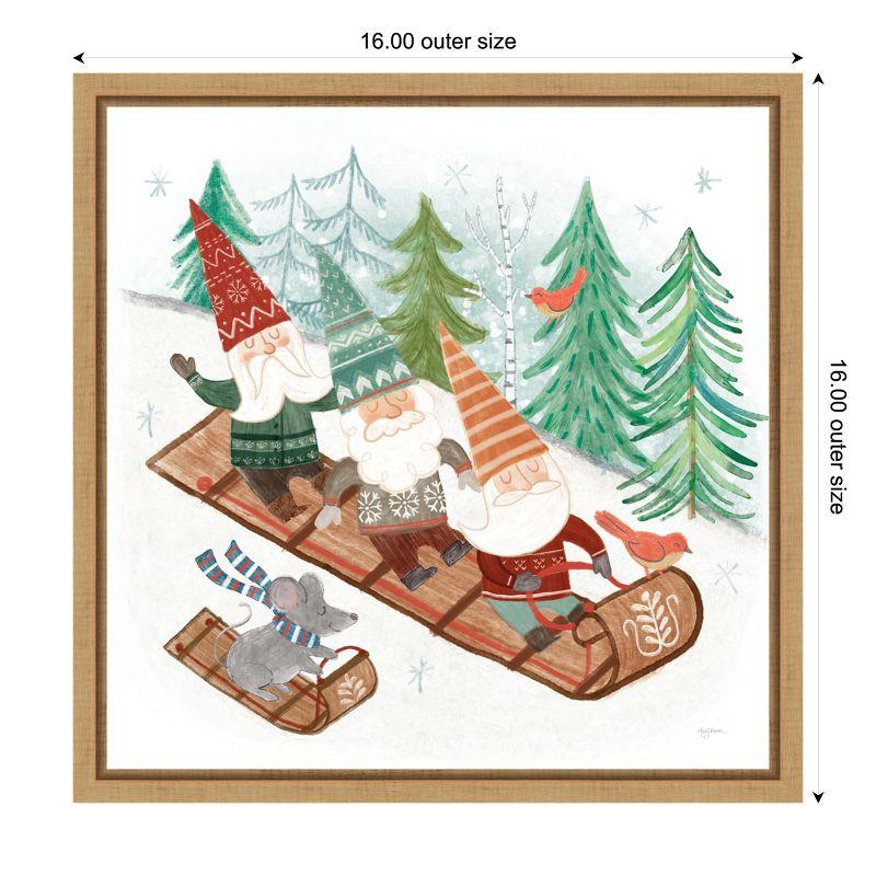 Woodland Gnomes Christmas Canvas Print with Frame 16 x 16