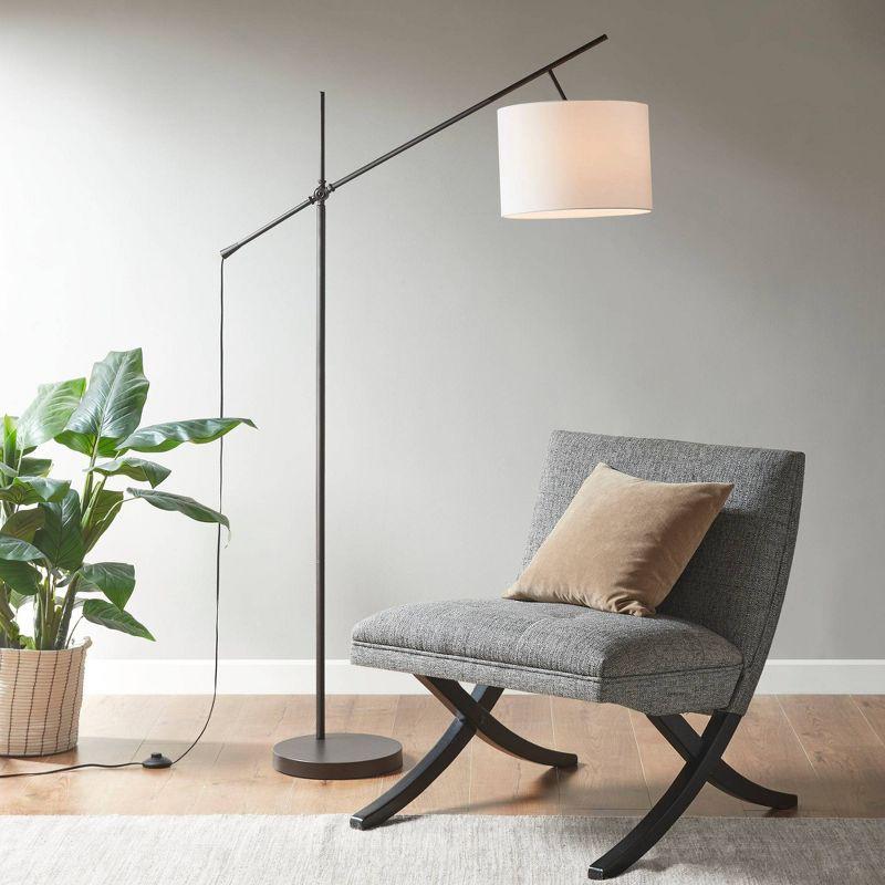 Keller Adjustable Floor Lamp Oil Rubber Bronze/Cream - Ink+Ivy: Sleek Metal, 14" Linen Shade, 60W, Modern Design