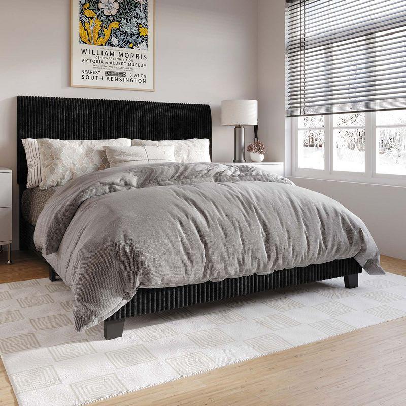 ChaletPosh Queen Size Upholstered Bed In Black Velvet