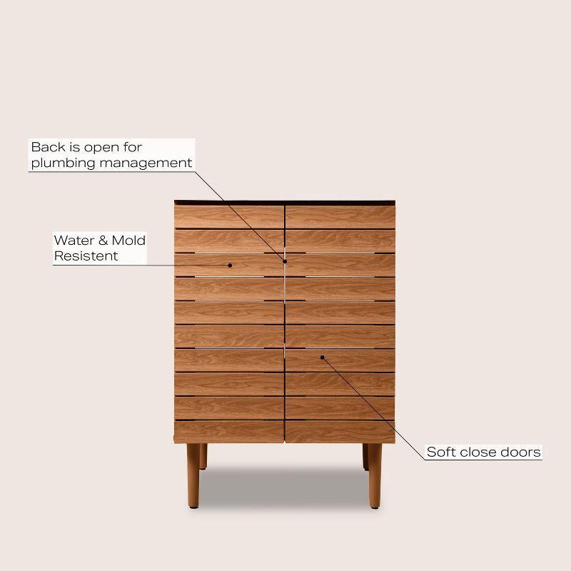 Aubert 24" Slat Modern Farmhouse 2-Shelf Bath Vanity Cabinet Only (Sink Basin not Included)