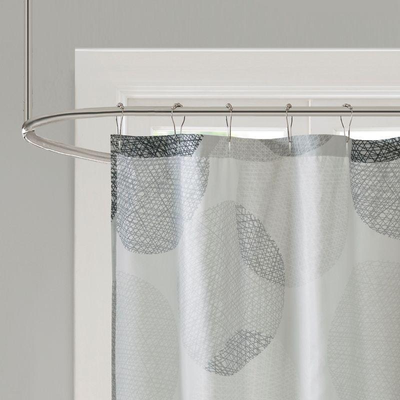 Gray Geometric Fabric Shower Curtain with Liner, 72x72"