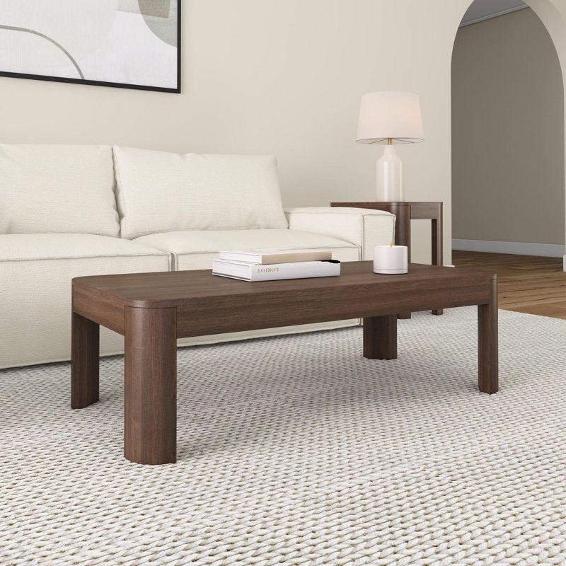 Walnut 48" Rectangular Pine Wood Coffee Table