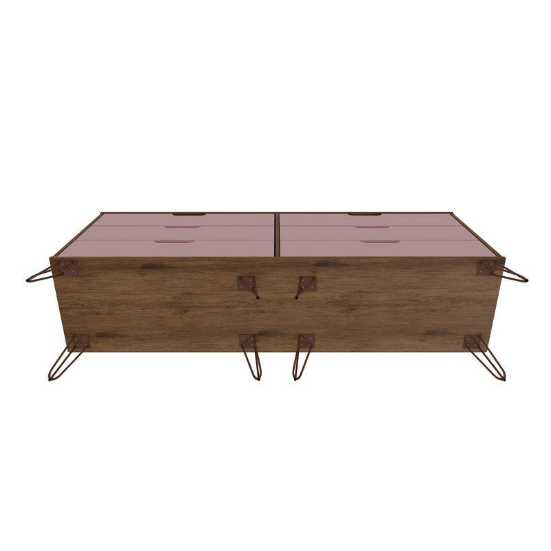 Rose Pink Double 6-Drawer Dresser with Hairpin Legs