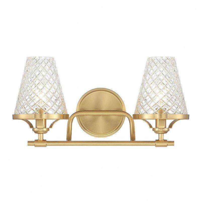 Warm Brass 2-Light Vanity with Clear Glass Shades