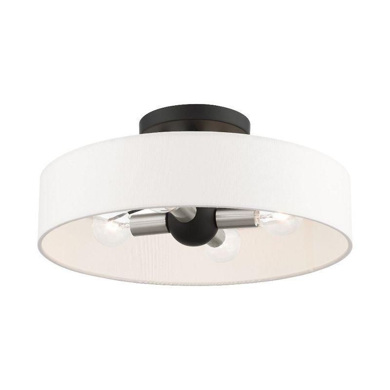 Venlo Contemporary 4-Light Drum Semi-Flush Mount in Black/Brushed Nickel