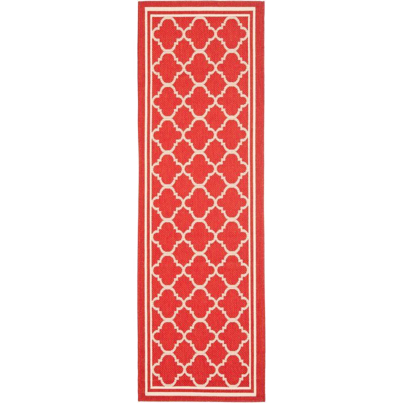 Courtyard CY6918 Power Loomed Indoor/Outdoor Runner Rug - Red/Bone - 2'3"x14' - Safavieh.