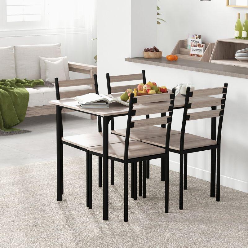 Black and Gray 5-Piece Modern Dining Table Set