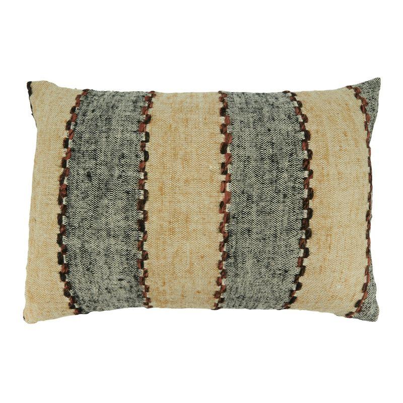 Beige and Gray Striped Cotton Pillow Cover 16"x24"