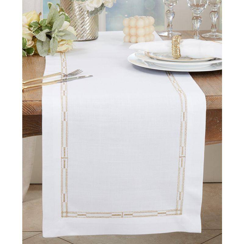 Saro Lifestyle Classic Elegance Embroidered Border Table Runner, 16"x72", Gold