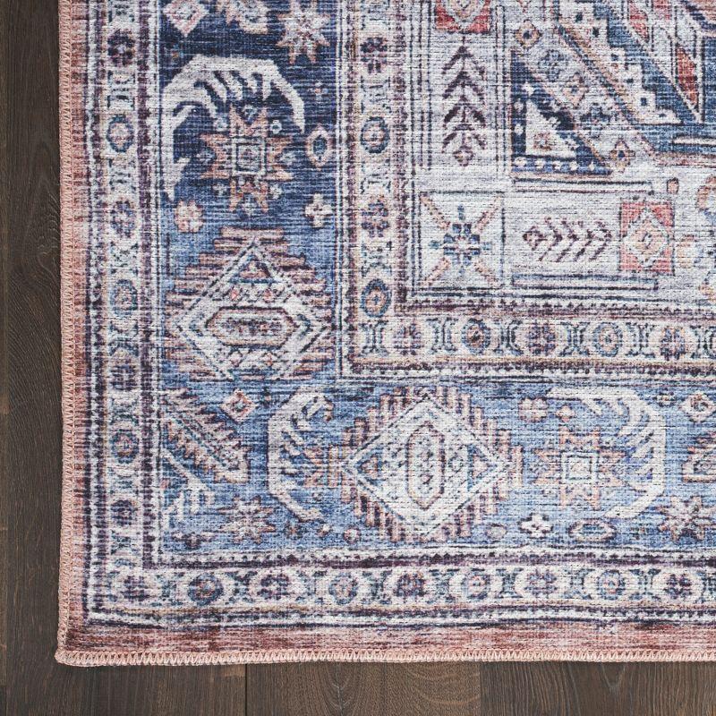 Brilliance Vintage Medallion 2' x 6' Blue Multi Washable Rug