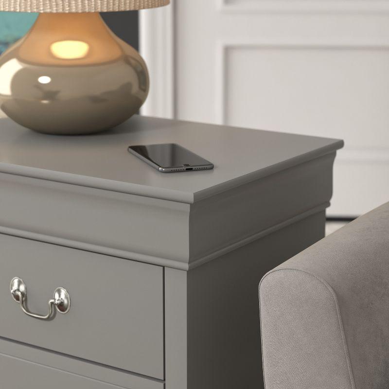 Ireton Sophisticated 2-Drawer Gray Nightstand with Louis Philippe Details