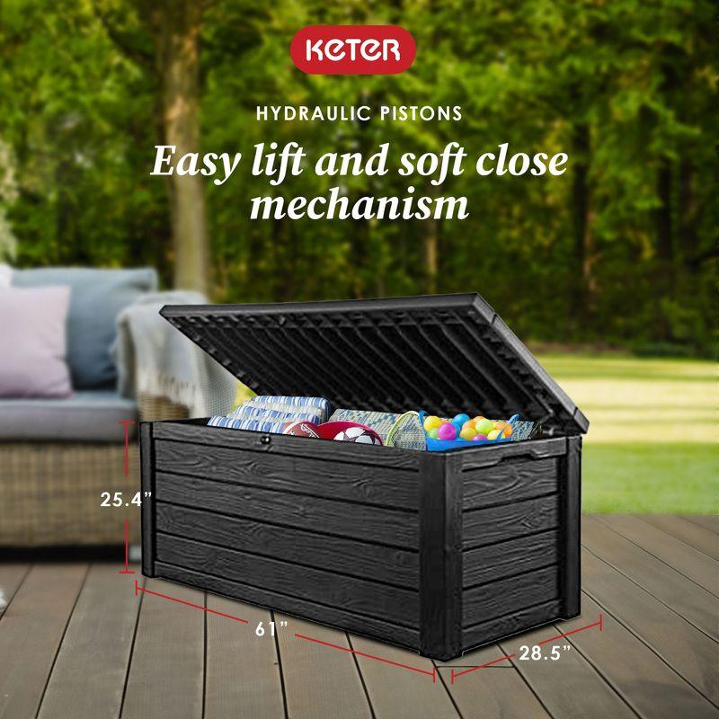 Keter Westwood 150 Gallon All Weather Outdoor Patio Storage Deck Box and Bench