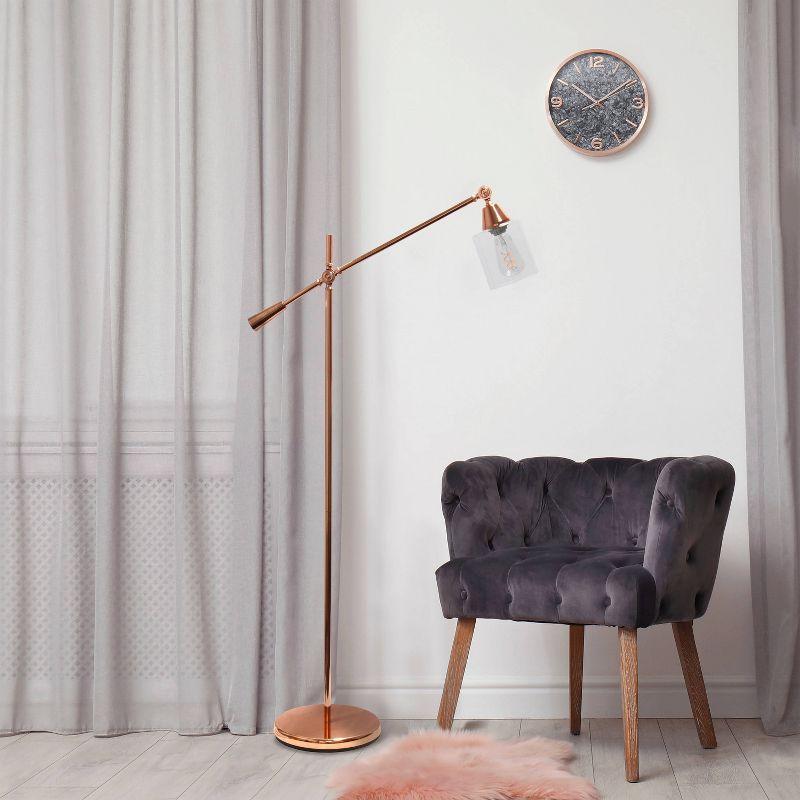 Swing Arm Floor Lamp with Glass Cylindrical Shade - Lalia Home