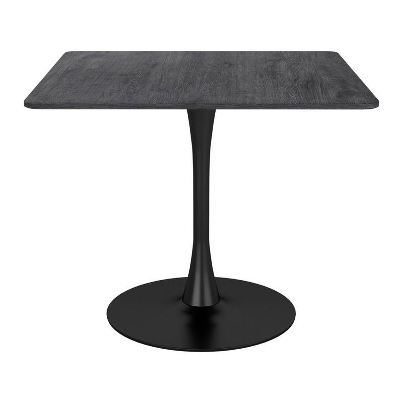 35.4" Merlin Dining Table Black - ZM Home: Square MDF Top, Steel Frame, Modern Pedestal Base